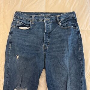Old Navy Sky-Hi Straight Ripped Blue Jeans